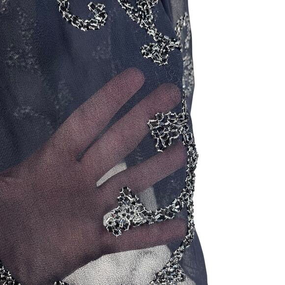 JKARA Women Blue Sheer Beaded Topper Size 16 Party Mother Of The Bride NYE - Picture 2 of 7